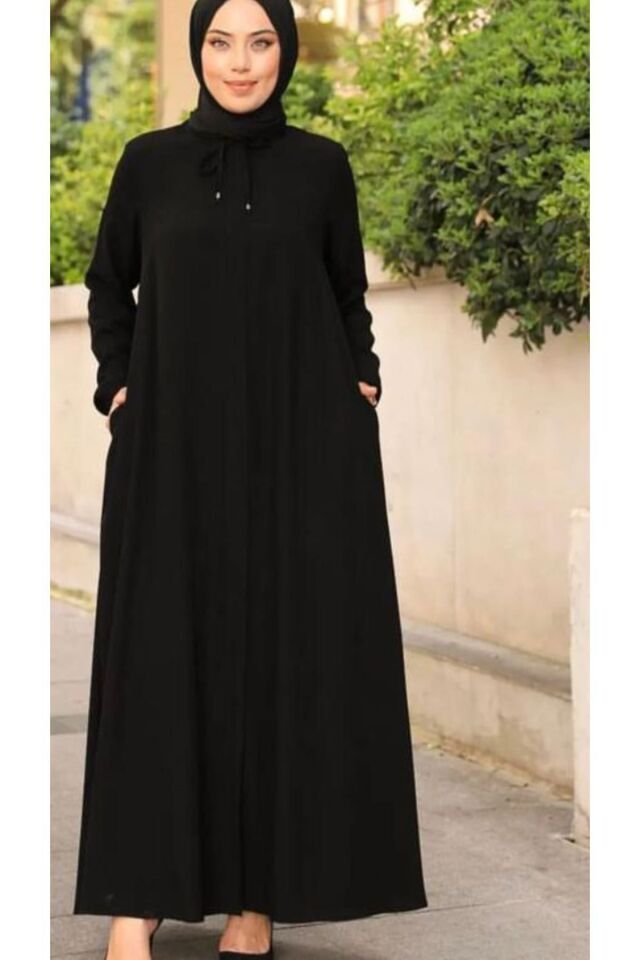 Zeynep Tesettür Ipli Mevlana Model Ferace - Siyah