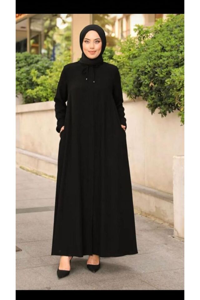 Zeynep Tesettür Ipli Mevlana Model Ferace - Siyah