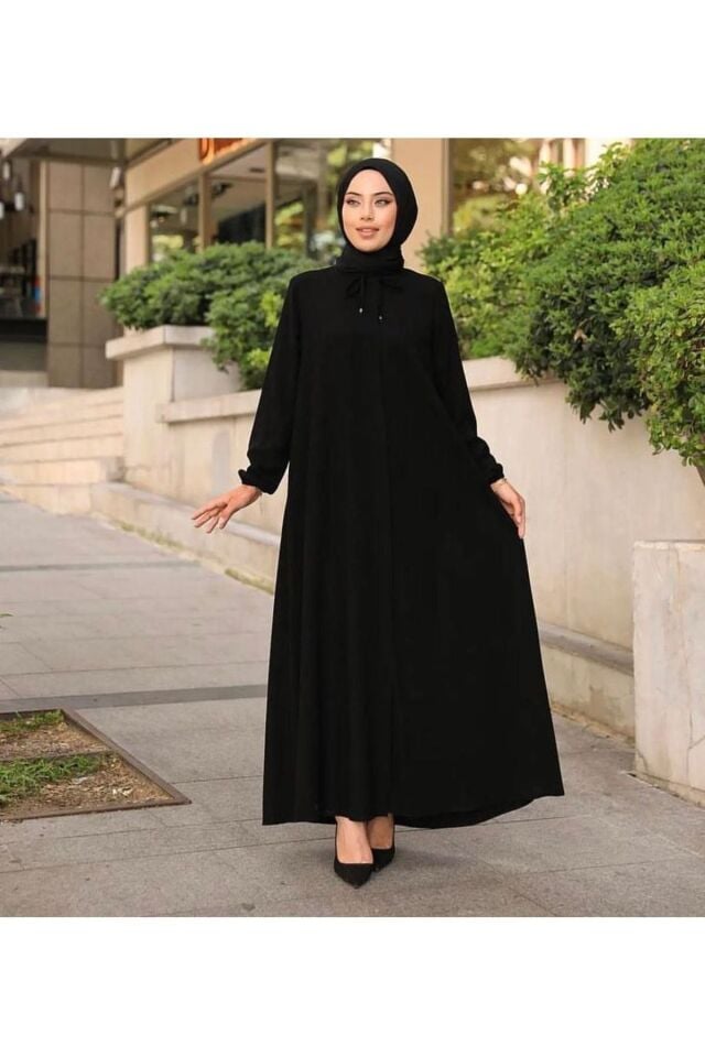 Zeynep Tesettür Ipli Mevlana Model Ferace - Siyah