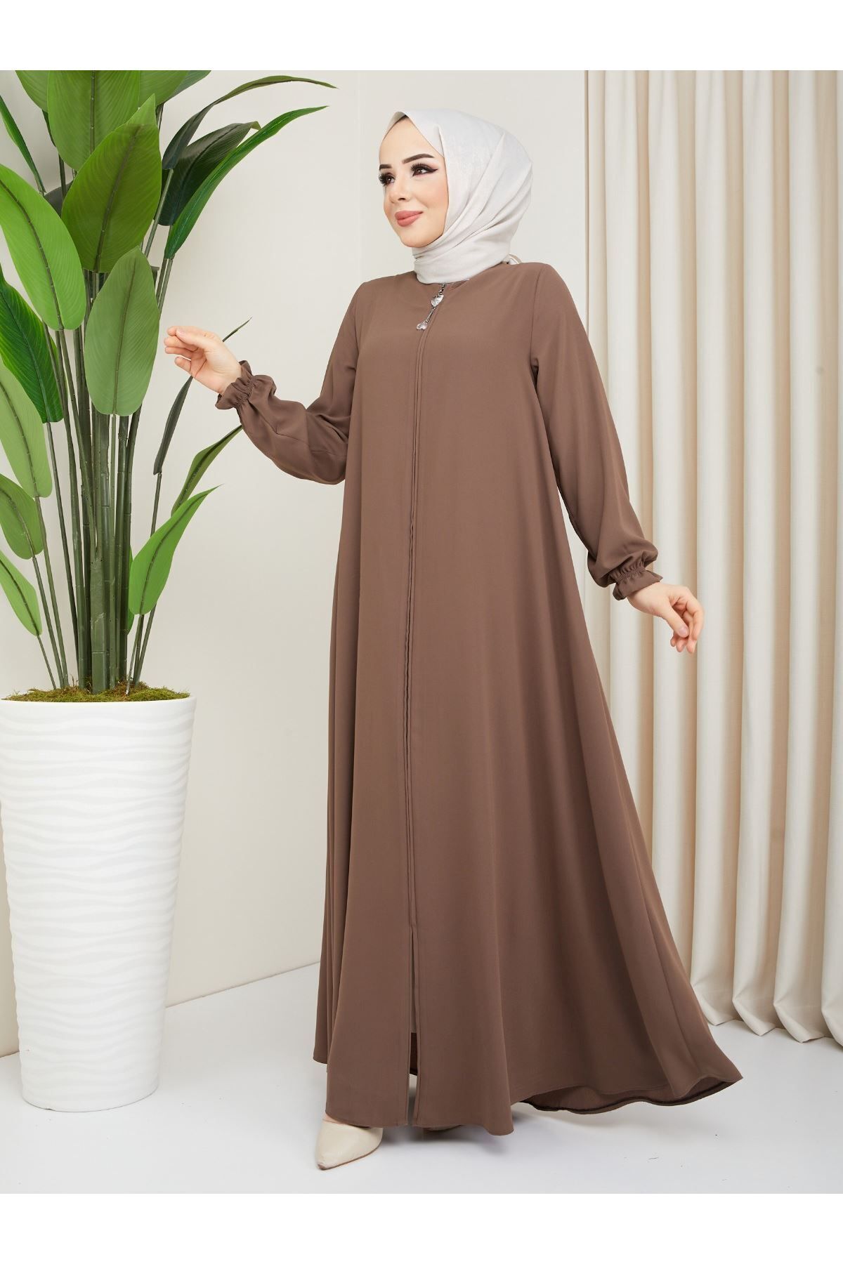 Zeynep Tesettür Mevlana Model - Kahverengi