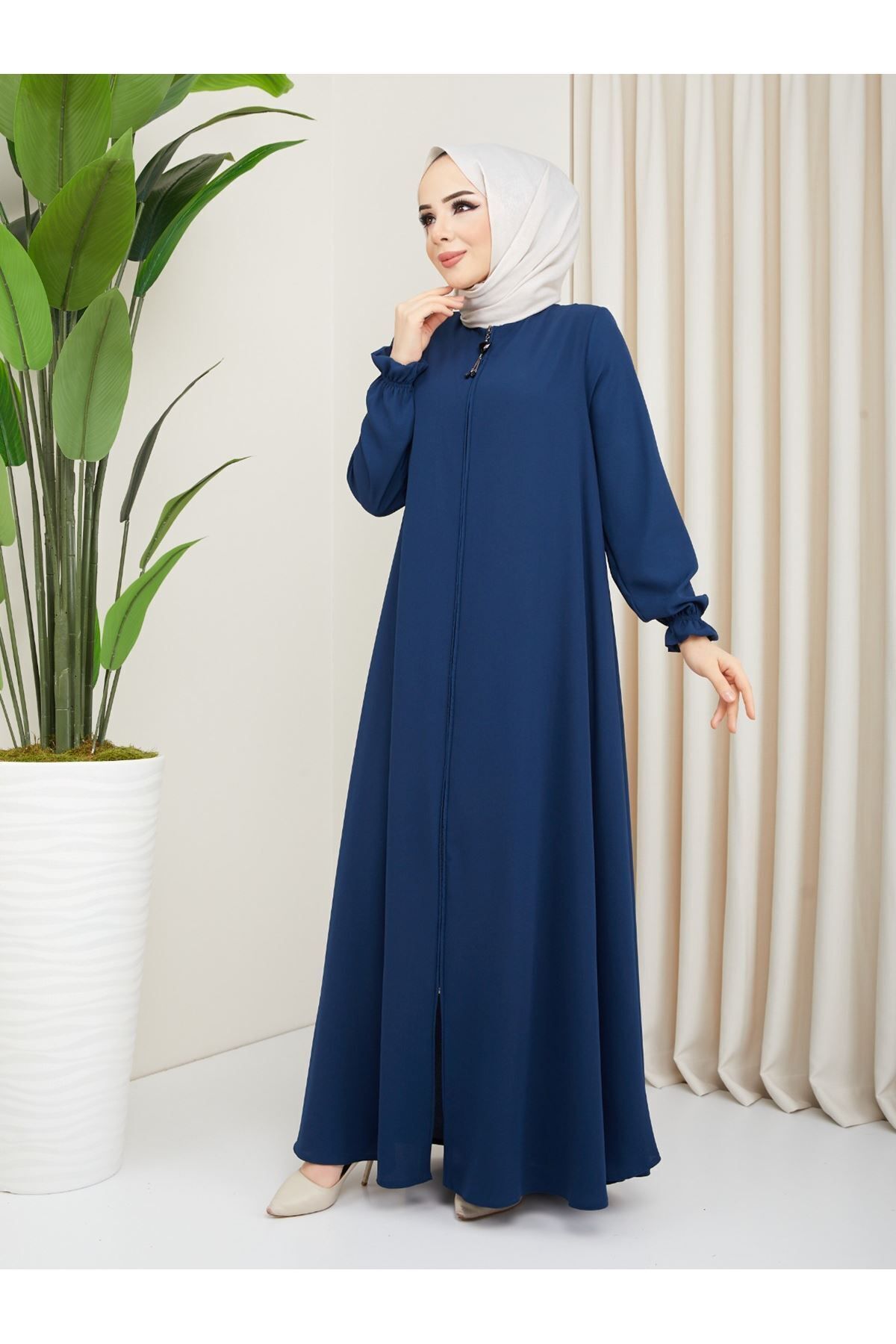 Zeynep Tesettür Mevlana Model - Acem Mavisi Siyah-189 - Z-140