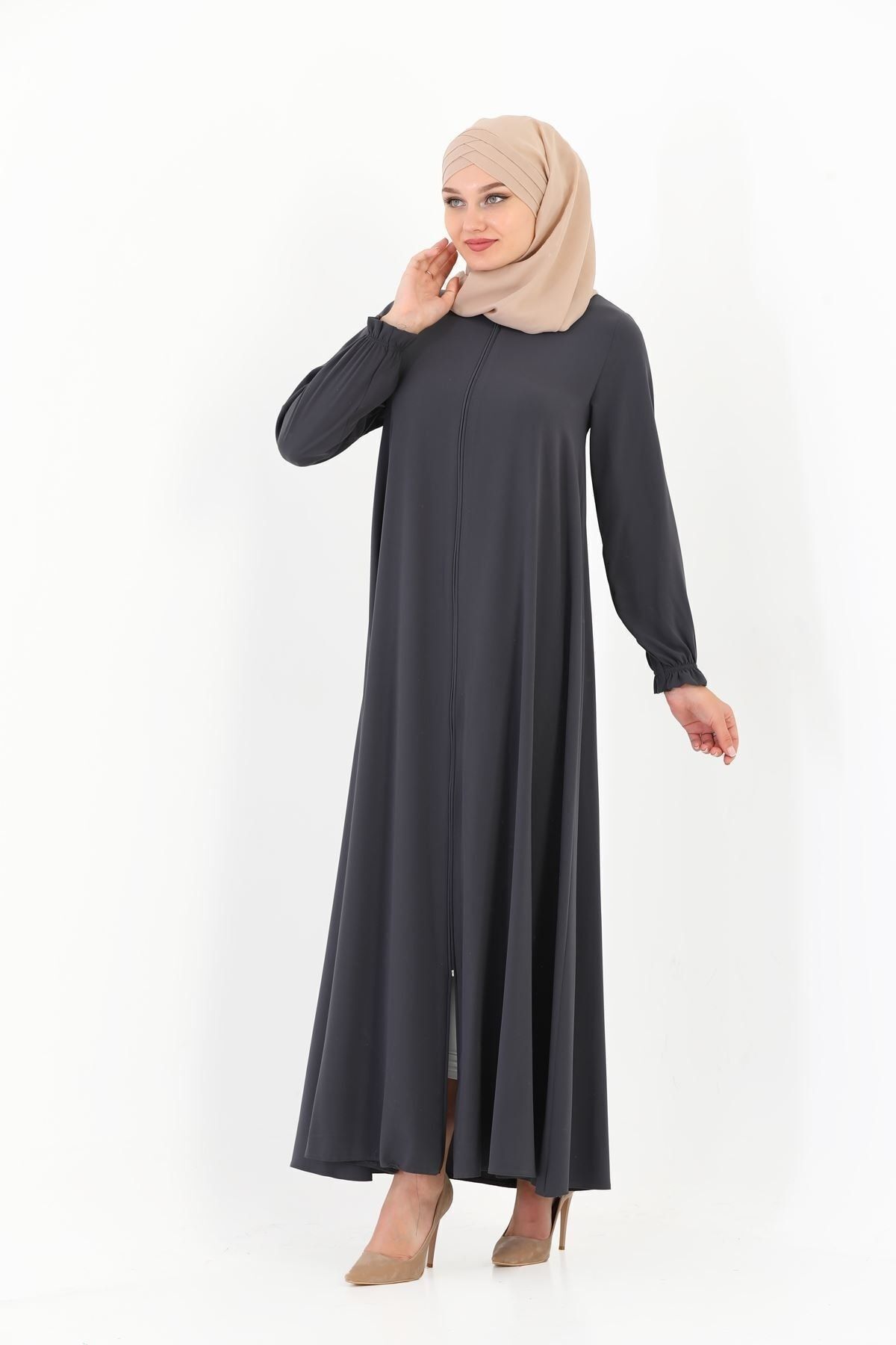 Zeynep Tesettür Tam Mevlana Model Ferace - Siyah