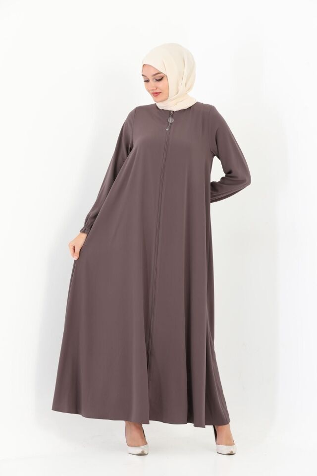 Zeynep Tesettür Tam Mevlana Model Ferace -kahve Siyah-80 - Z-103