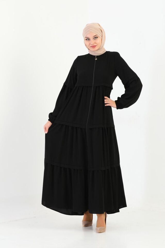 Zeynep Tesettür Çingene Model Ferace -siyah Siyah-68 - Z-106