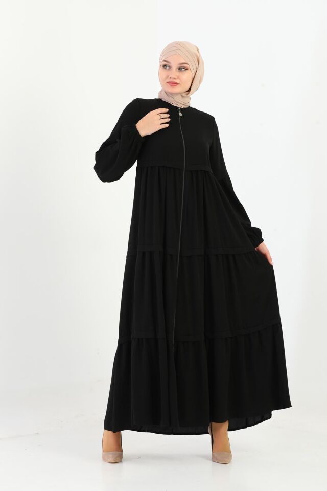 Zeynep Tesettür Çingene Model Ferace -siyah Siyah-68 - Z-106