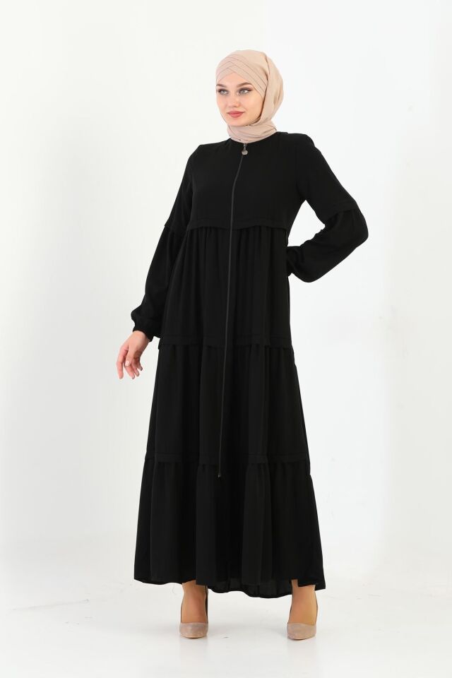 Zeynep Tesettür Çingene Model Ferace -siyah Siyah-68 - Z-106