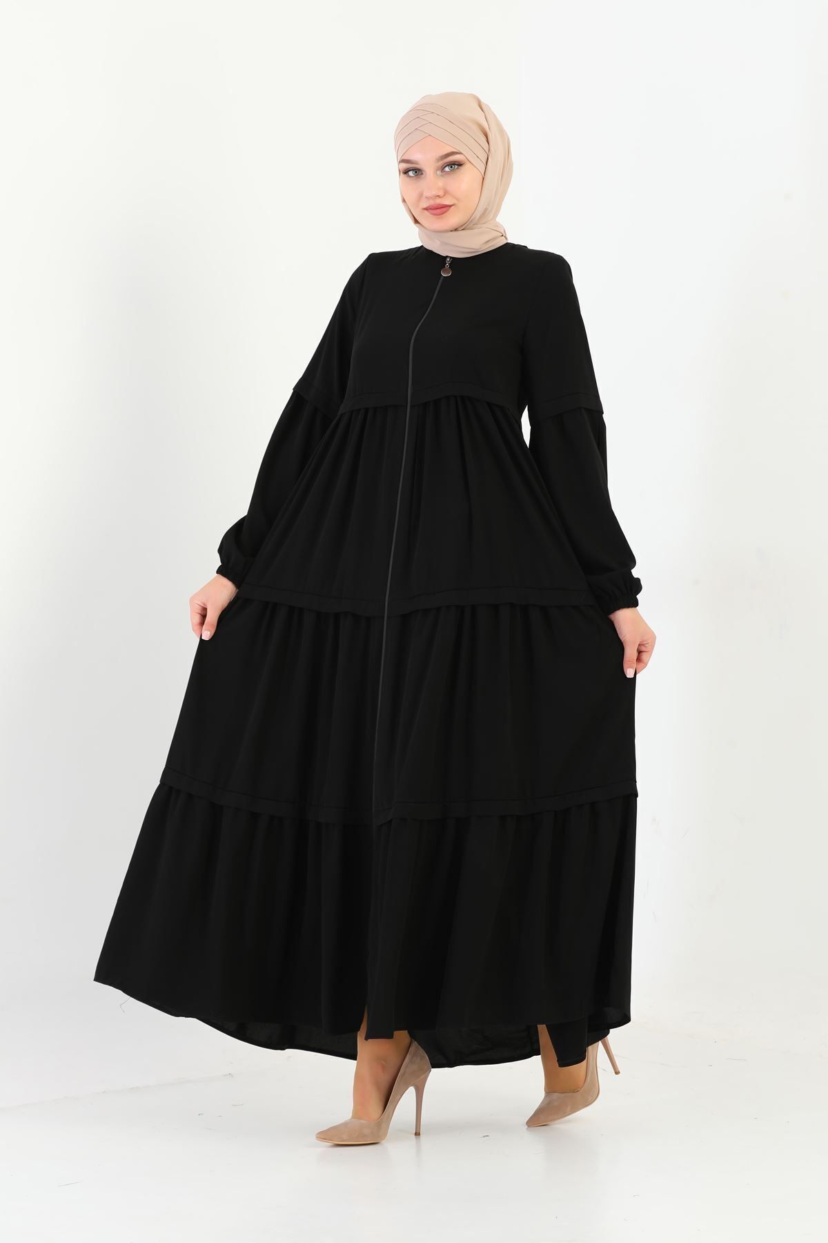 Zeynep Tesettür Çingene Model Ferace -siyah Siyah-68 - Z-106