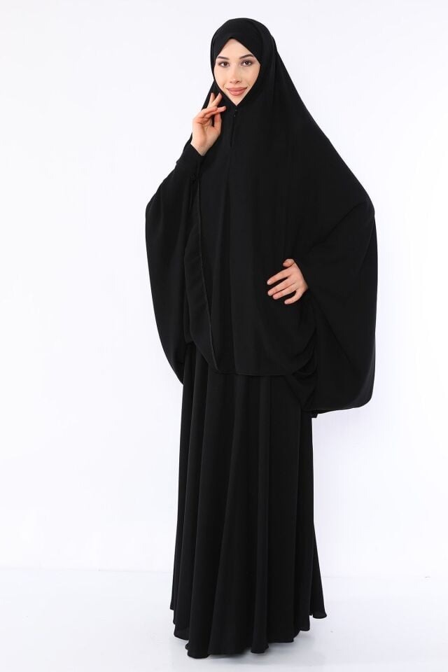Zeynep Tesettür Iğneli Çarşaf Model - Siyah Siyah - Z1040-SİYAH