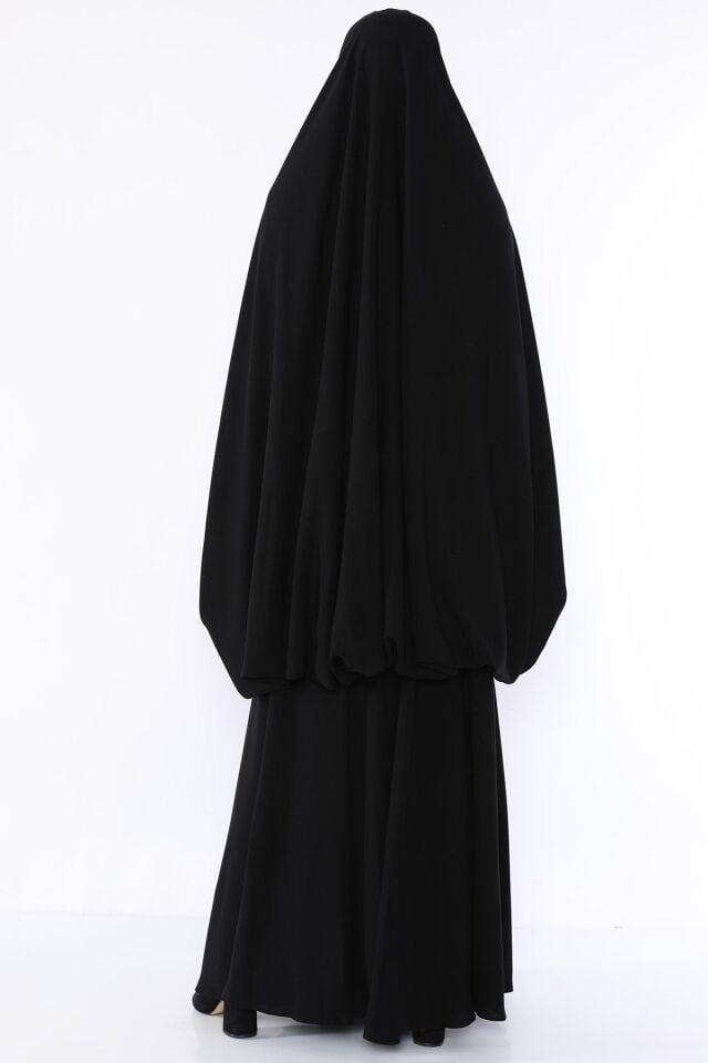 Zeynep Tesettür Iğneli Çarşaf Model - Siyah Siyah - Z1040-SİYAH