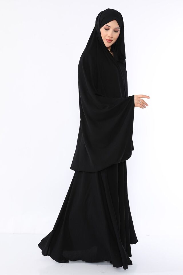 Zeynep Tesettür Iğneli Çarşaf Model - Siyah Siyah - Z1040-SİYAH