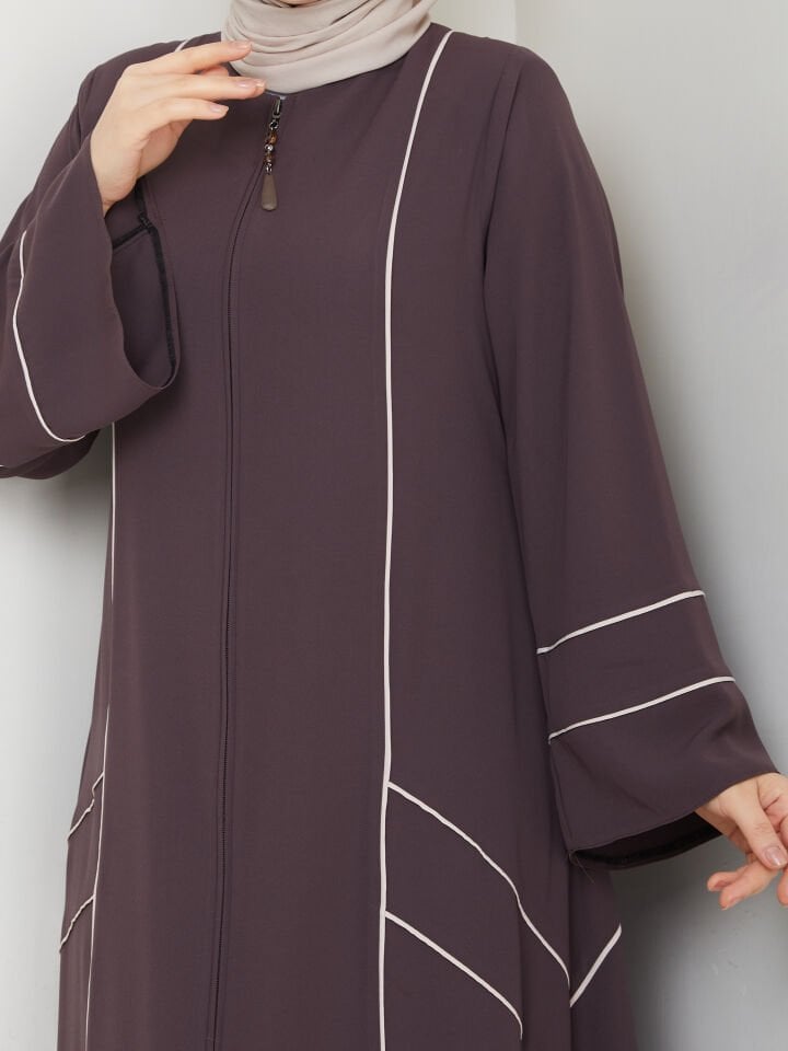 Zeynep Tesettür Çapraz Biyeli Ferace - Vizon/Bej