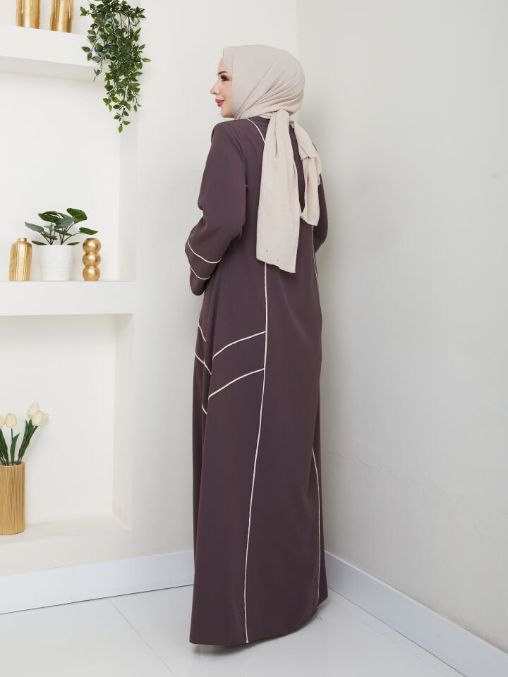 Zeynep Tesettür Çapraz Biyeli Ferace - Vizon/Bej