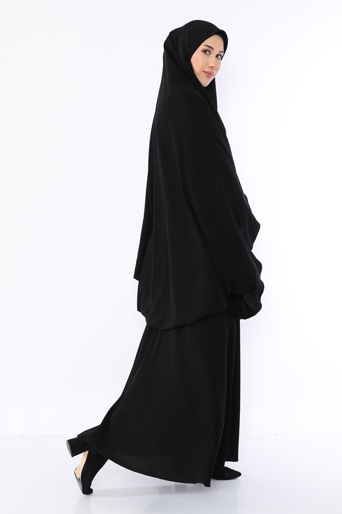 Zeynep Tesettür Sultan Başı Birleşik Model - Siyah Siyah - Z1038-SİYAH