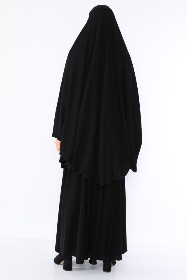 Zeynep Tesettür Sultan Başı Birleşik Model - Siyah Siyah - Z1038-SİYAH