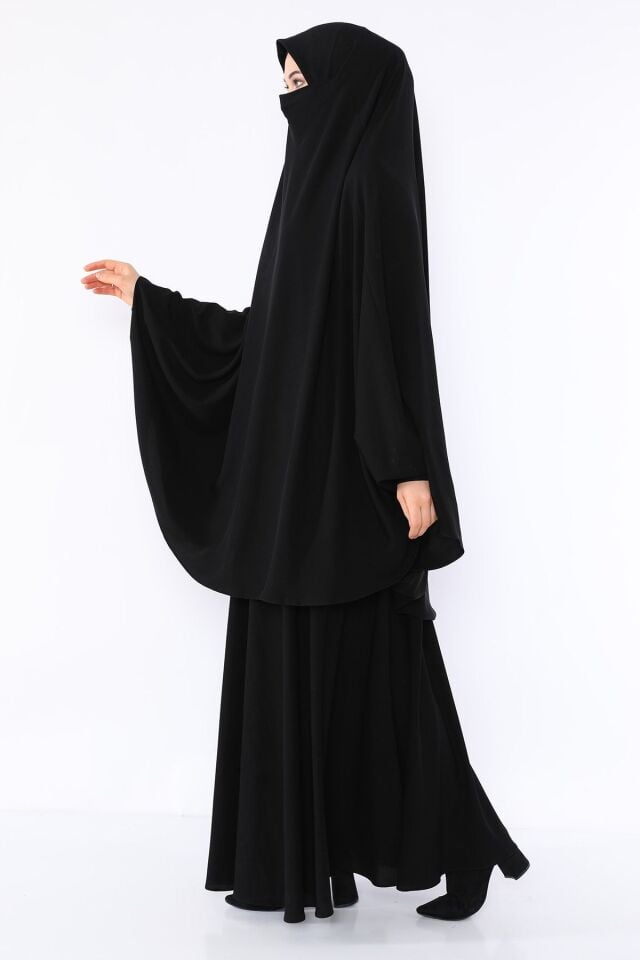 Zeynep Tesettür Sultan Başı Birleşik Model - Siyah Siyah - Z1038-SİYAH