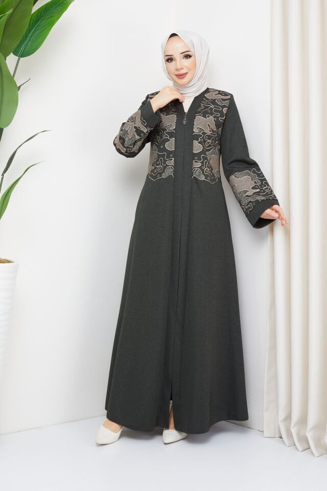 Zeynep Tesettür Desenli kışlık -FÜME Füme-342 - K-100 48 - Füme