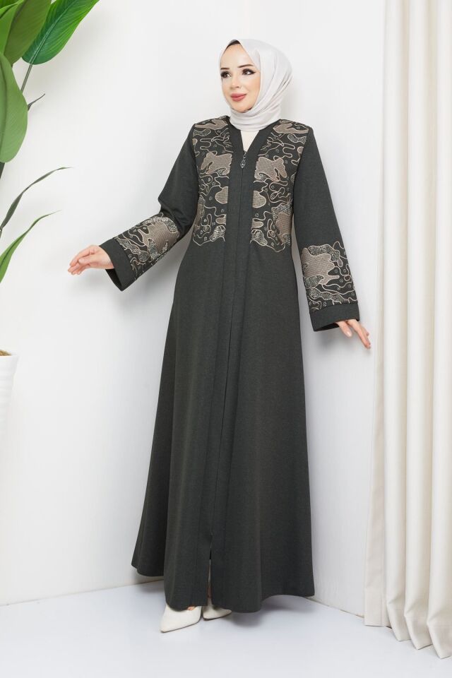 Zeynep Tesettür Desenli kışlık -FÜME Füme-342 - K-100 50 - Füme