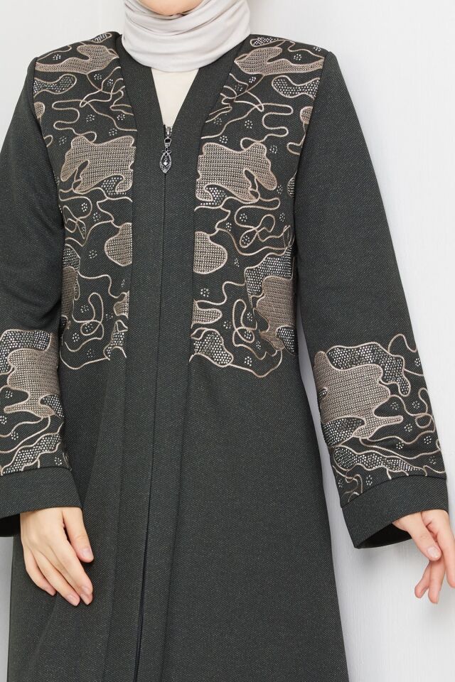 Zeynep Tesettür Desenli kışlık -FÜME Füme-342 - K-100 50 - Füme