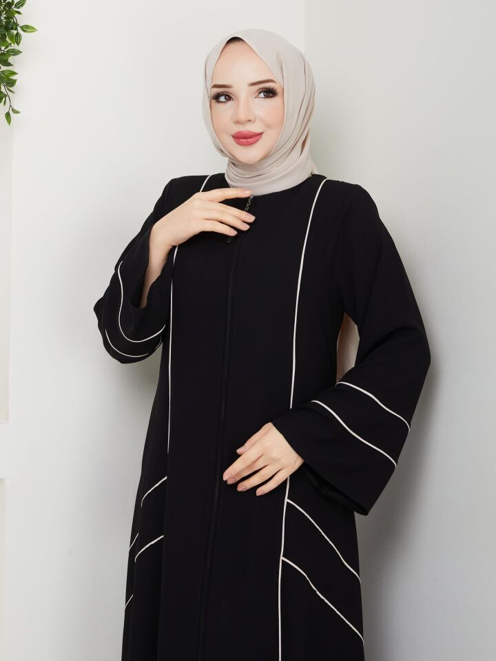 Zeynep Tesettür Çapraz Biyeli Ferace - Siyah