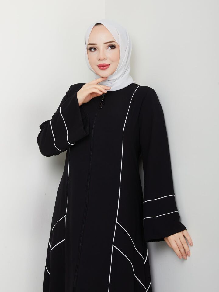 Zeynep Tesettür Çapraz Biyeli Ferace - Siyah