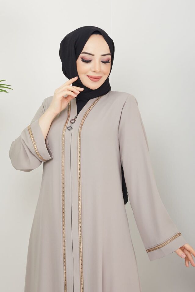 Zeynep Tesettür Firuze Abaya - Krem