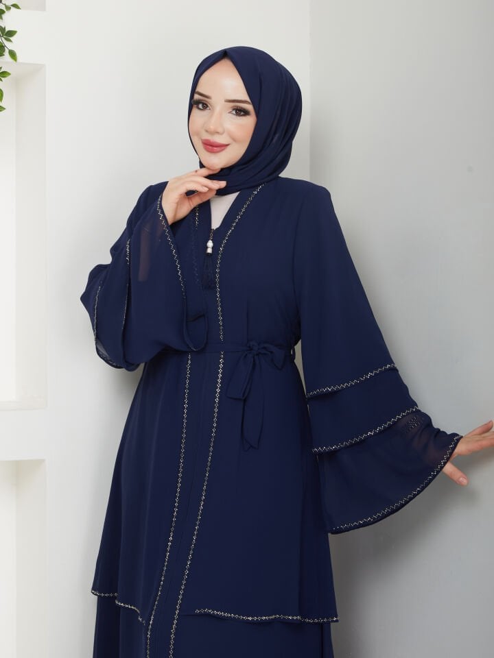 Zeynep Tesettür Şifon Abaya - Lacivert