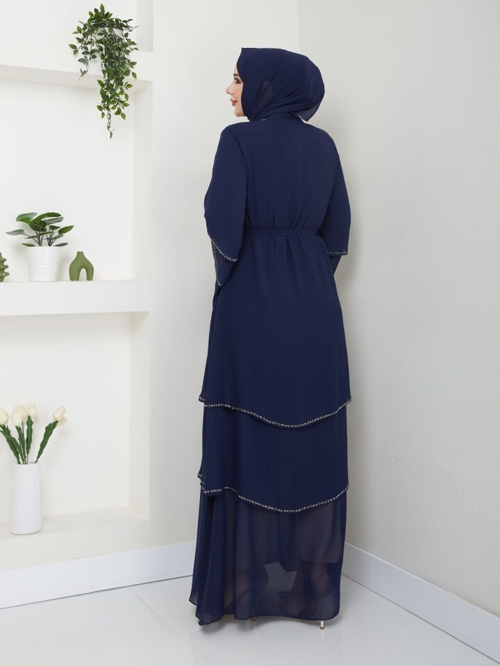 Zeynep Tesettür Şifon Abaya - Lacivert