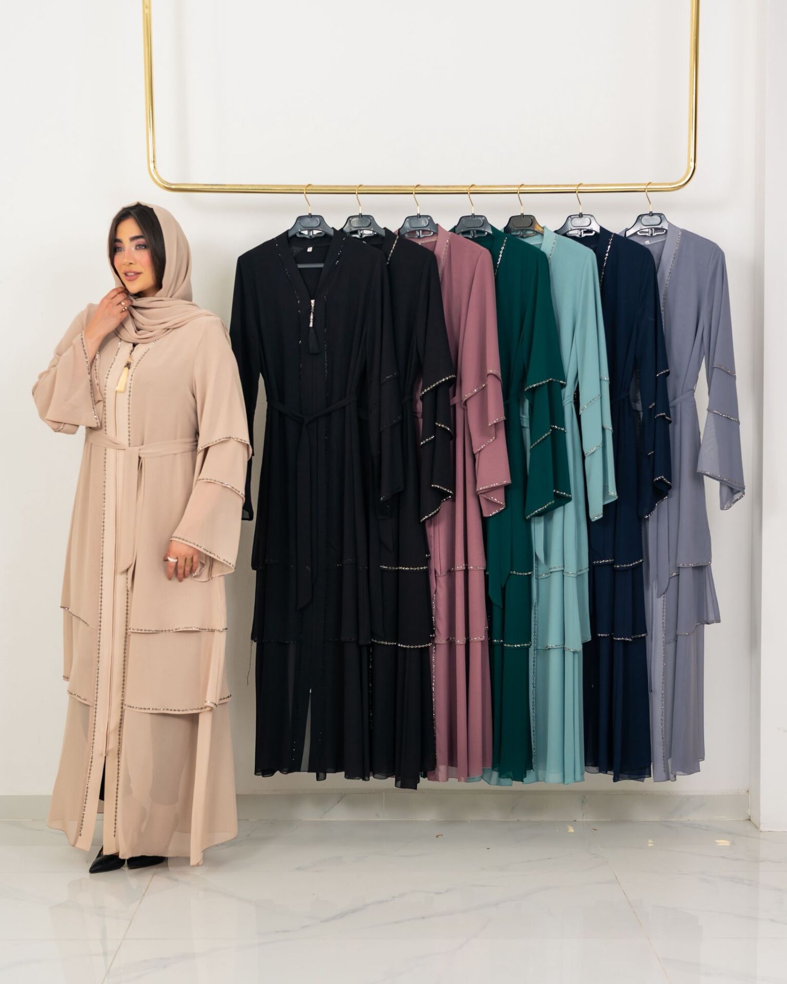 Zeynep Tesettür Şifon Abaya - Lacivert