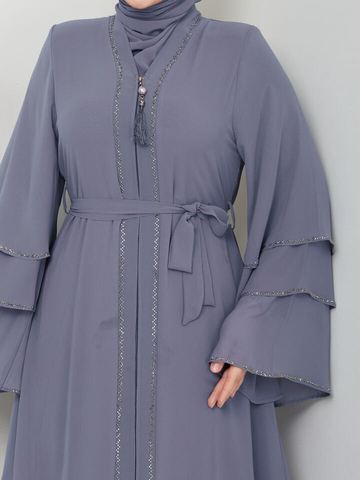 Zeynep Tesettür Şifon Abaya - Gri