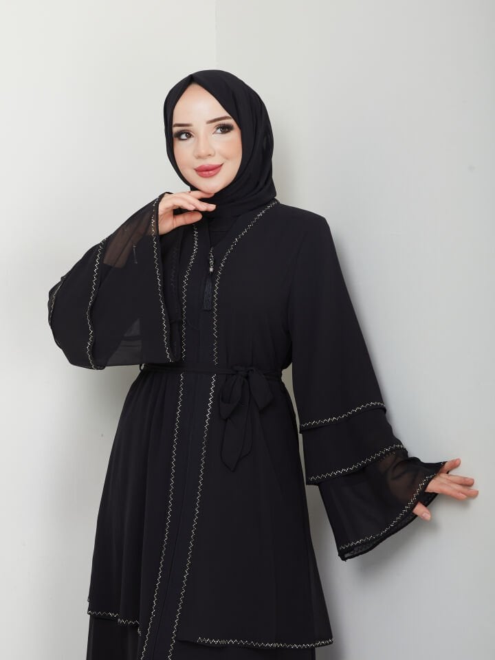 Zeynep Tesettür Şifon Abaya - Siyah