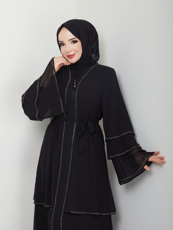 Zeynep Tesettür Şifon Abaya - Siyah