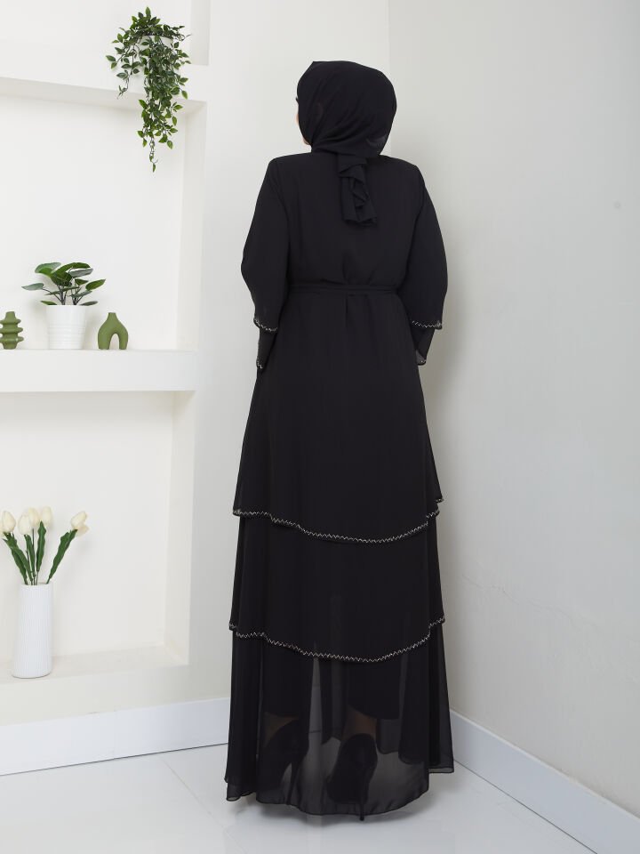 Zeynep Tesettür Şifon Abaya - Siyah
