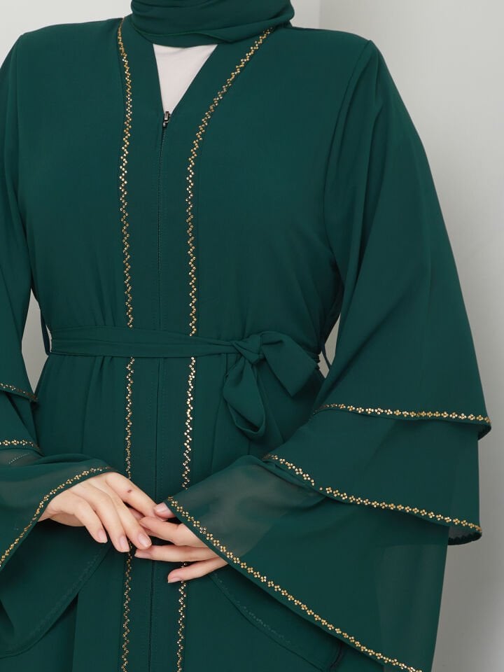 Zeynep Tesettür Şifon Abaya - Yeşil